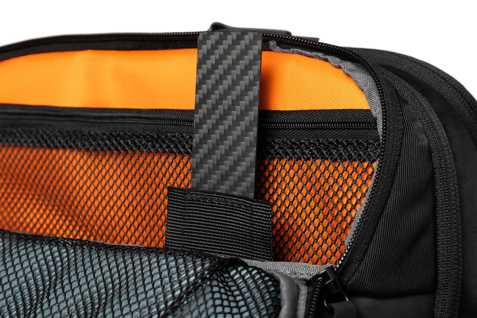 NENEXS X1 carbon-fiber support, orange mesh and zip detail